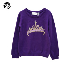 New fashion design  princess sequined  pattern beads pullover cute kids kit sweater for girls